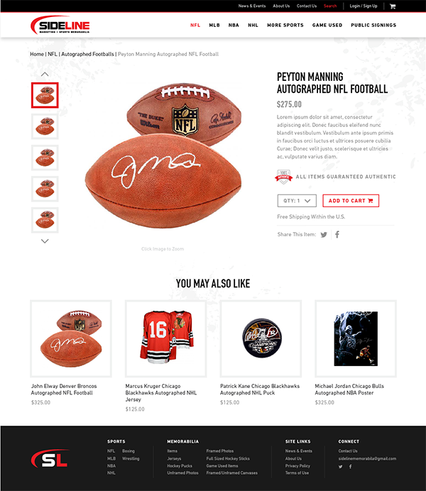 Sideline Product Page